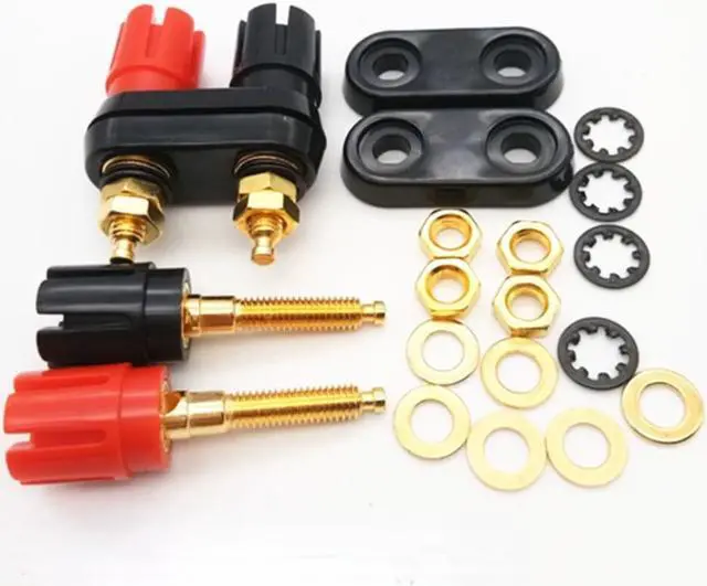 Alt view image 2 of 2 - 2Pcs/set Banana Plugs Couple Terminals Red Black Connector Amplifier Terminal Binding Post Banana Speaker Plug Jack