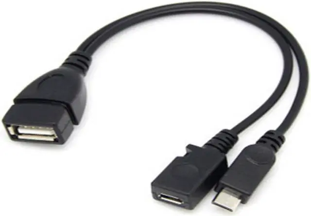 Alt view image 2 of 2 - Connected with External Power Supply, Mobile Phone, Tablet, Micro USB, One Point Two OTG Data Cable with Power Supply Port
