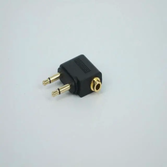 Main image of 2pc Gold Nickel Plated Air Plane 3.5mm Airplane Airline Headphone Mono Audio Converter Travel Jack Plug Splitter Adapter