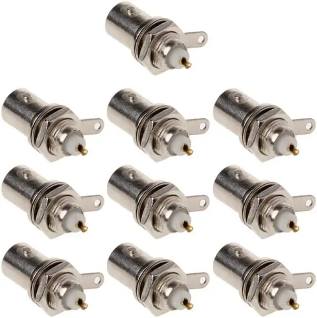 Alt view image 2 of 2 - 10Pcs/Set BNC Female Nut Bulkhead Solder Connector Adapter For Video Surveillance