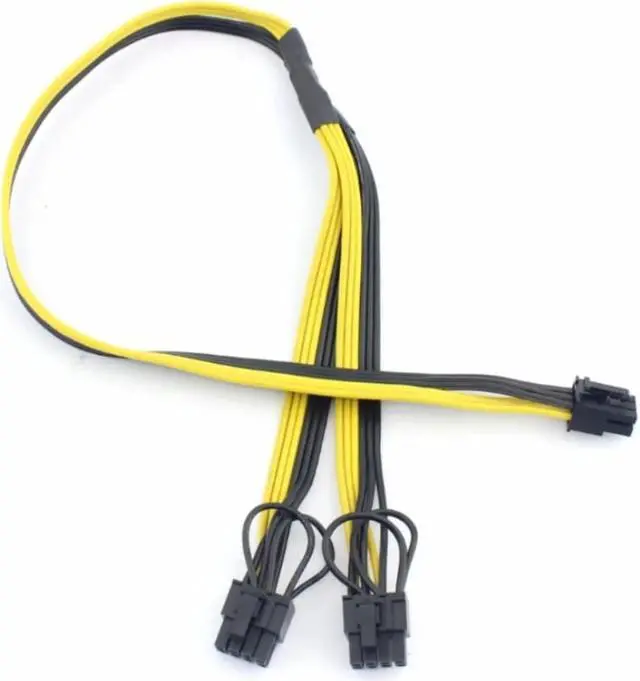 Main image of 30cm 18AWG PCI-E 6pin to Dual 6+2-pin (6-pin/8-pin) Power Splitter Cable Graphics Card PCIE PCI Express 6Pin to 8Pin Power Cable