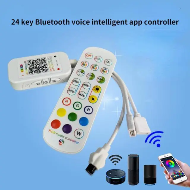Main image of Bluetooth Controller With 24 Key IR Remote For 12V LED Strip 5050 LED Light Music Microphone Smart Device For Party Backlights