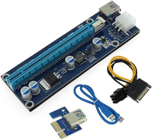 Main image of Golden 009S PCI-E Riser Card VER009 PCIE 1X to 16X Extender 6Pin Power 1M 0.6M 0.3M USB 3.0 Cable for Video Card Adapter