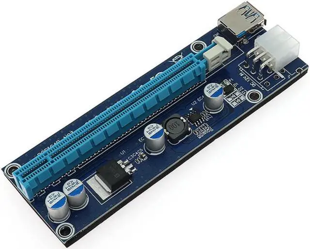 Alt view image 2 of 2 - Golden 009S PCI-E Riser Card VER009 PCIE 1X to 16X Extender 6Pin Power 1M 0.6M 0.3M USB 3.0 Cable for Video Card Adapter