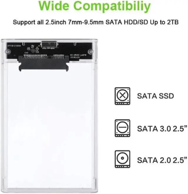 Alt view image 2 of 2 - 2.5" HDD Case SATA To USB 3.0 5Gbps 4TB Hard Disk Case Add Metal HDD Enclosure Transparent HDD Housing Support UASP