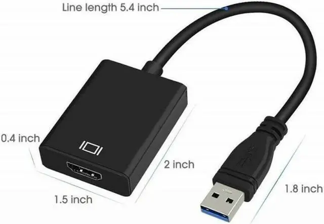 Alt view image 2 of 2 - USB3.0 To HDMI Bus Adapter Cable Male To Female Converter for PC Computer Laptop HDTV Monitor Projector