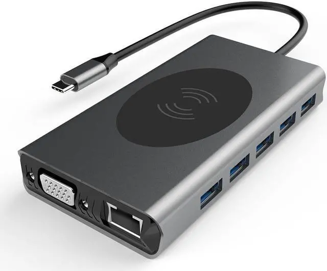 Alt view image 2 of 2 - USB C Hub Type C for MacBook Pro Air USB C Split To Dual HDMI Compatible USB 3.0 Adapter 14 In 1 Type C Hub Base