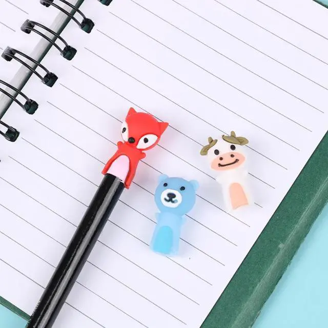 Alt view image 2 of 7 - 4PCS /Set Fox Panda Cartoon Stationery Pen Cap Soft Rubber Pencil Cover Soft Pencil Cover Protect Pencil