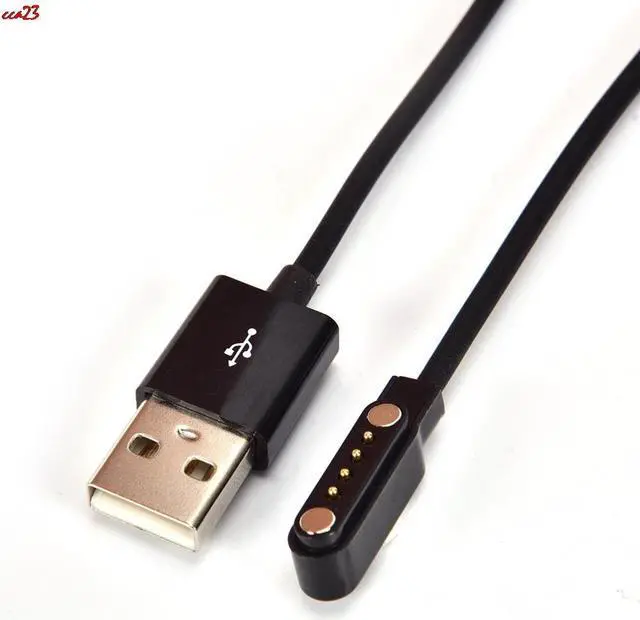 Alt view image 4 of 7 - Universal Magnetic Smart Watch Smart Wristbands Charging Line Cable 2-pin 4mm USB Port Emergency Chargers Black