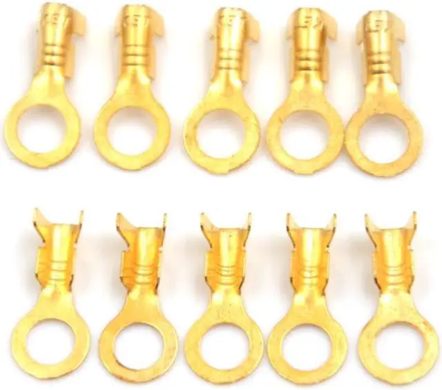 Alt view image 2 of 4 - 100 Pcs 5.2mm Gold Brass Round Terminal Power Supply Wire Connector
