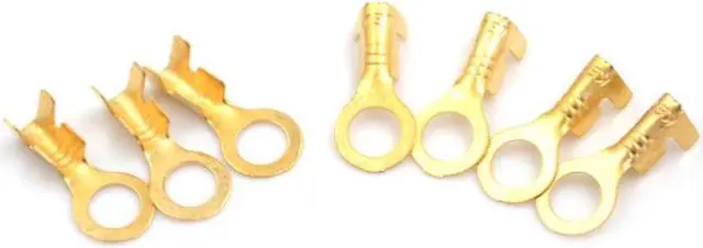 Alt view image 4 of 4 - 100 Pcs 5.2mm Gold Brass Round Terminal Power Supply Wire Connector