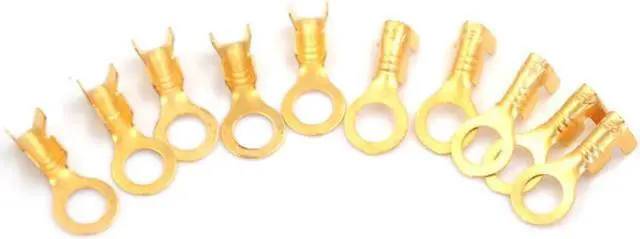 Alt view image 3 of 4 - 100 Pcs 5.2mm Gold Brass Round Terminal Power Supply Wire Connector