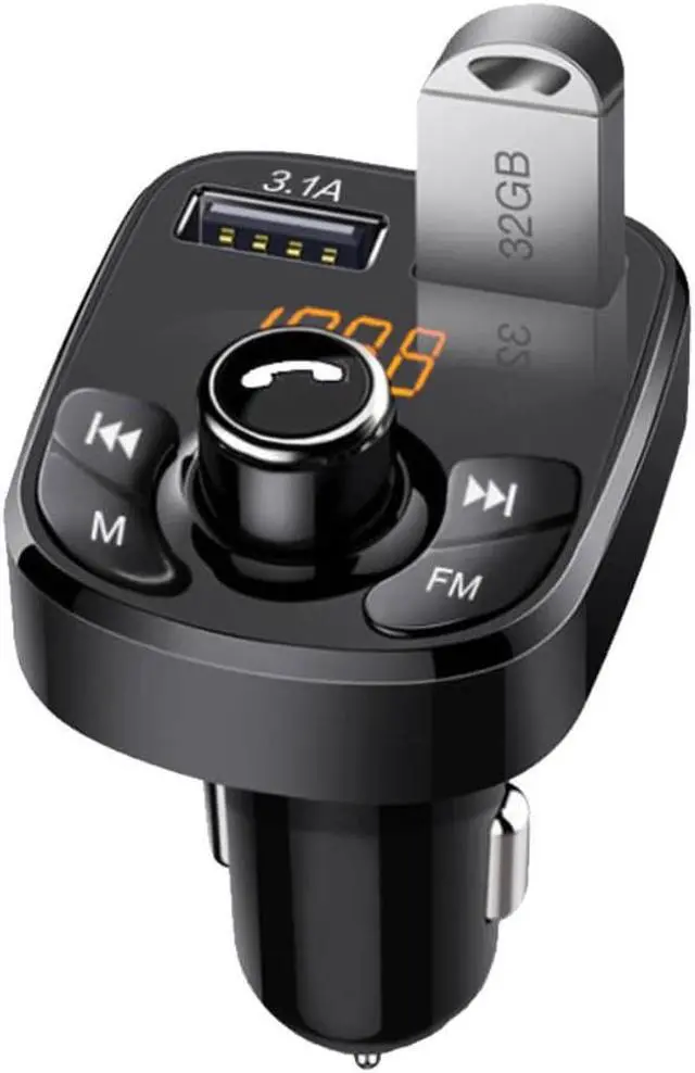 Main image of Bluetooth-compatible Version 5.0 FM Transmitter Car Player Kit Card Car Charger Quick With QC3.0 Dual USB Voltmeter & AUX IN/OUT