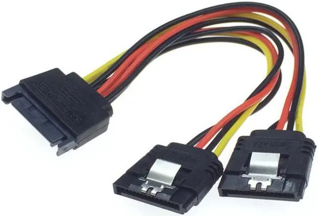 Main image of 20cm 15Pin SATA Male To Female 2 SATA Splitter Cable Power Adapter Cord Extension Wire Line for HDD Hard Disk Splitter Connector