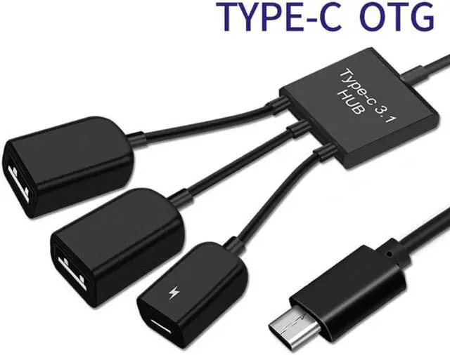 Main image of est 3 in 1 Micro USB Type C HUB Male to Female Double USB 2.0 Host OTG Adapter Cable For Smartphone Computer Tablet 3 Port