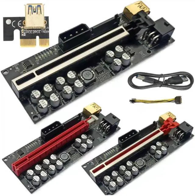 Main image of PCI Express 1X to 16X Reinforce 009S PCI-E Riser Card SATA 6Pin Power 0.6M 1M USB3.0 Cable for Graphics Card