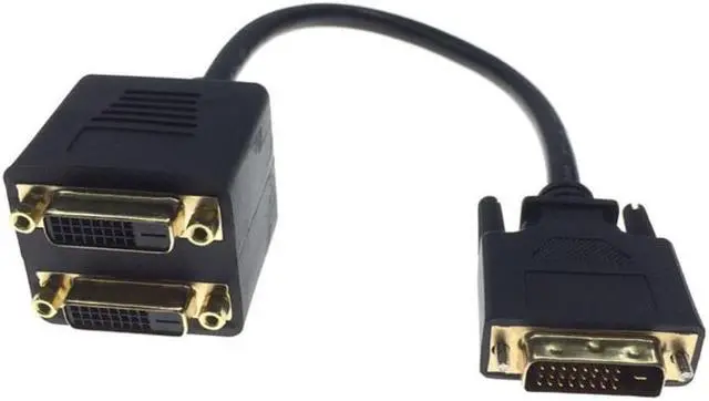 Main image of 1x2 DVI Splitter Adapter Cable 1-DVI Male To DVI24+1 Female 24K Gold Connector for HD1080P HDTV Projector PC Laptop