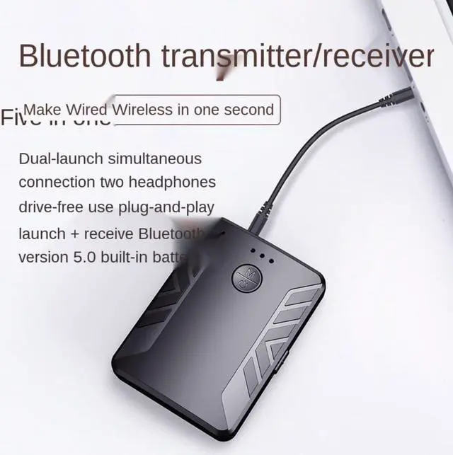 Main image of Bluetooth 5.0 Audio Transmitter Receiver Pair with TWO Headphones Stereo 3.5mm AUX RCA Wireless Adapter for TV PC Car Speaker