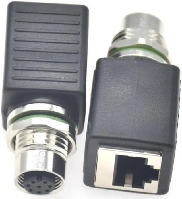 Main image of 1pc M12 4 Pin D Encoding To RJ45 Female Connector M12 8 Pin A-coding Male Connector Gigabit Ethernet Plug Adapter