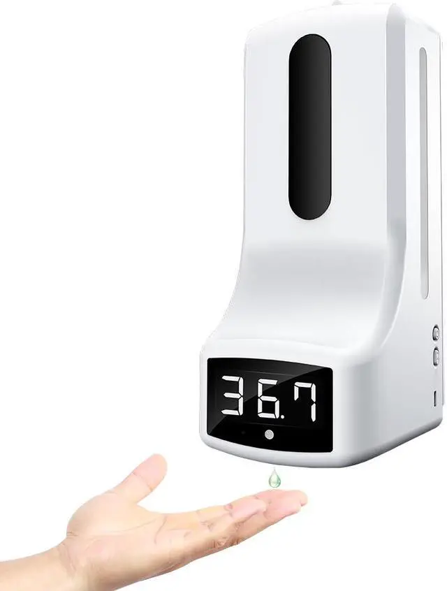 Alt view image 3 of 4 - Wall Mounted Hand Soap Dispenser with Thermometer K9 Automatic Temperature Measurement and Disinfection Machine with Alarm for Office Home School Community use Connect to Wall Outlet or Power Bank