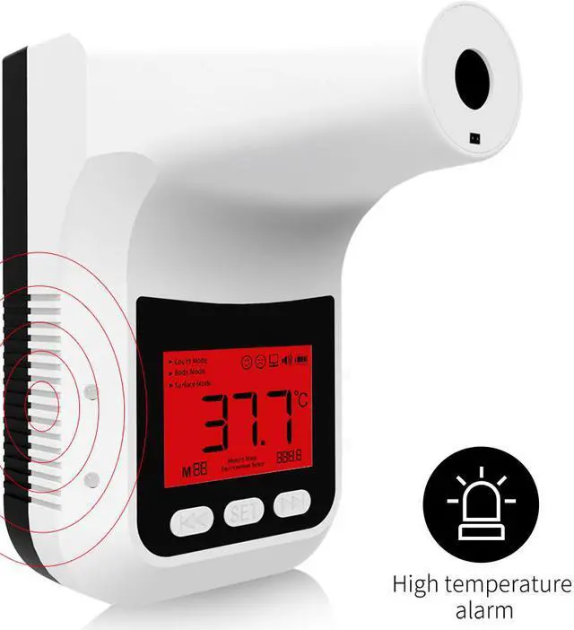 Alt view image 3 of 4 - Non-Contact K3 Pro Wall Mounted Infrared Temperature Measurement Forehead Thermometer with Alarm ,Temperature Adjustable Multi Language Broadcast Date Output 4AA Battery
