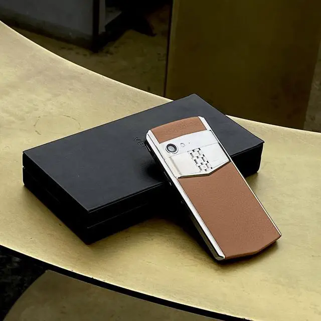 Alt view image 6 of 6 - Vertu ASTER P Ti Silver Unlocked Android Smartphone,6G+128G,Titanium Alloy Frame & Sapphire Crystal Screen,Calf Leather Craft Caramel Brown