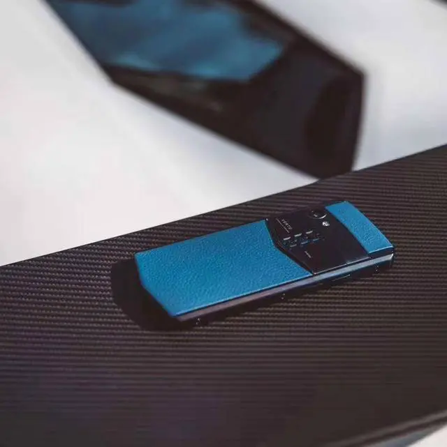 Alt view image 4 of 5 - Vertu ASTER P Gothic Unlocked Android Smartphone,6G+128G,Titanium Alloy Frame & Sapphire Crystal Screen,Calf Leather Craft Gentleman Blue