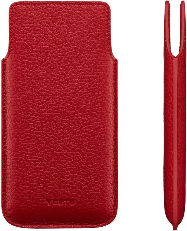 Main image of Vertu Calf Leather Phone Case for iVERTU, Wear-Resistant Shockproof Slip Phone Bag, Handmade Business Phone Case Multi-Color Red