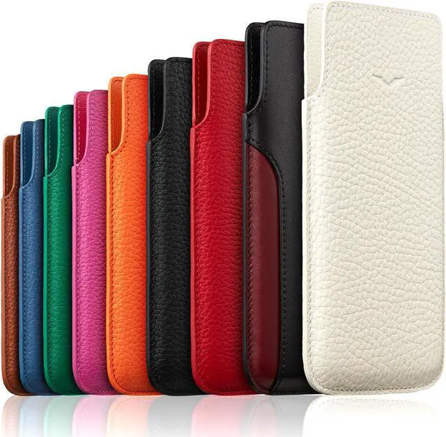 Alt view image 5 of 5 - Vertu Calf Leather Phone Case for iVERTU, Wear-Resistant Shockproof Slip Phone Bag, Handmade Business Phone Case Multi-Color White
