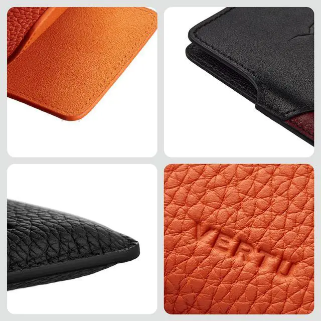 Alt view image 4 of 5 - Vertu Calf Leather Phone Case for iVERTU, Wear-Resistant Shockproof Slip Phone Bag, Handmade Business Phone Case Multi-Color Red