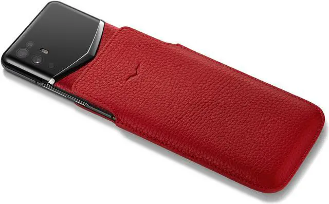 Alt view image 2 of 5 - Vertu Calf Leather Phone Case for iVERTU, Wear-Resistant Shockproof Slip Phone Bag, Handmade Business Phone Case Multi-Color Red