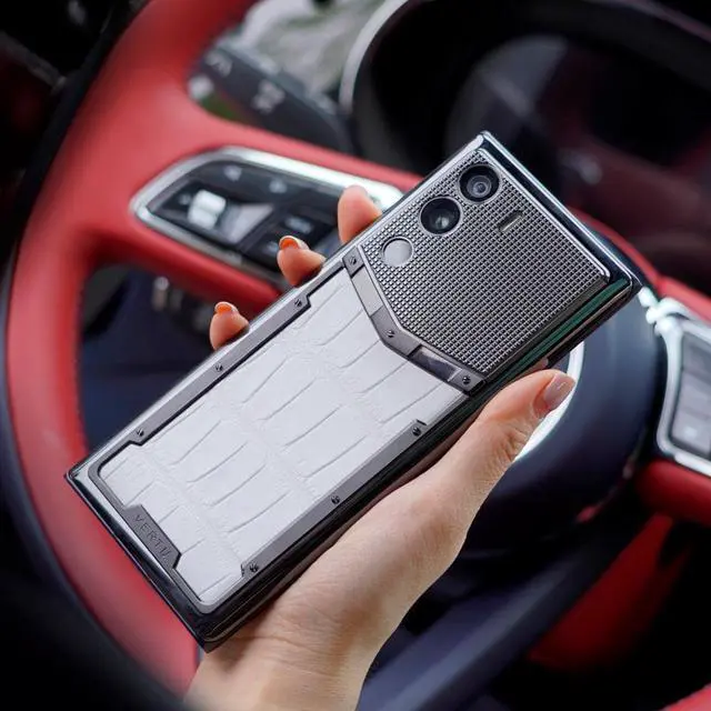 Alt view image 4 of 7 - VERTU METAVERTU Alligator Leather Web3 Cell Phone Alligator Leather 5G Unlocked Smartphone with Dual Sim 64MP Camera 18G RAM + 1T ROM + 10T IPFS Storage Creamy White