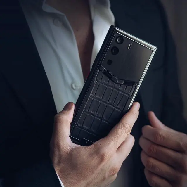 Alt view image 5 of 7 - VERTU METAVERTU Alligator Leather Web3.0 Cell Phone 5G Unlocked Smartphone with Dual Sim 64MP Camera 12G RAM + 512 ROM + 10T IPFS Storage Black