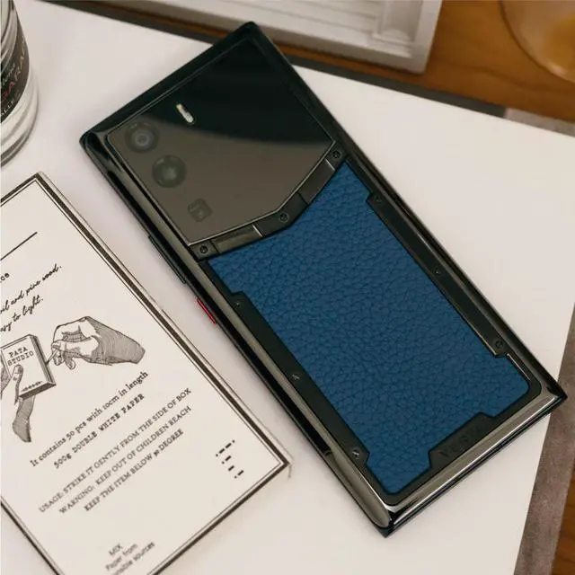 Alt view image 3 of 5 - Vertu METAVERTU Calf Leather Web3 Cell Phone,5G Smartphone with Dual Sim 64MP Camera,12G RAM + 512 ROM + 10T IPFS Storage Craft Gentleman Blue