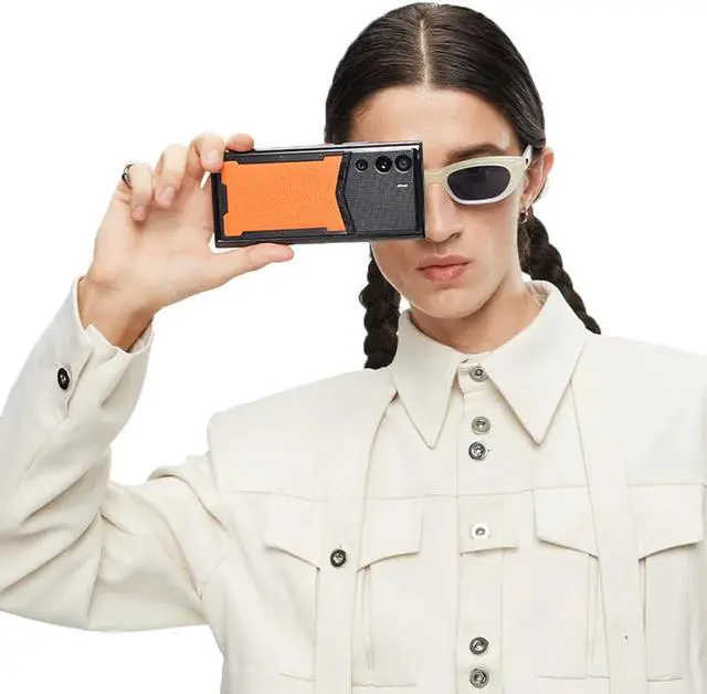 Alt view image 3 of 5 - VERTU METAVERTU Calf Leather Web3 Cell Phone,Smartphone 5G Unlocked with Dual Nano Sim 64MP Camera 18+1TB ROM AND RAM Storage Dawning Orange