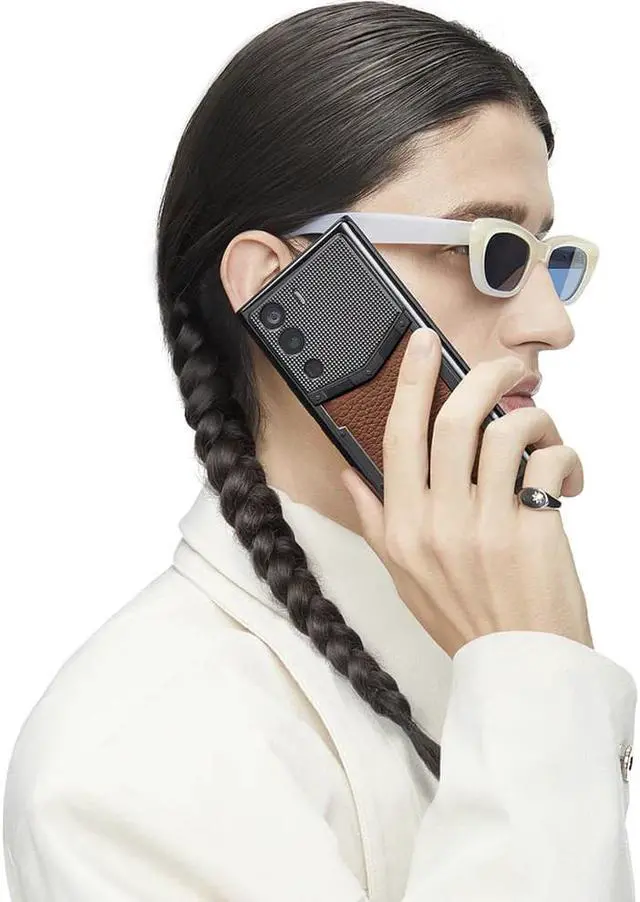 Alt view image 5 of 5 - VERTU METAVERTU Calf Leather Web3 Cell Phone,Smartphone 5G Unlocked with Dual Nano Sim 64MP Camera 18+1TB ROM AND RAM Storage Dawning Orange