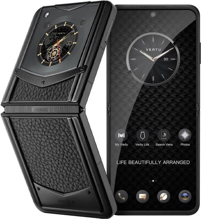 Main image of VERTU IRONFLIP Calf Skin Flip Cell Phone, Unlocked Android 5G Smartphone, Foldable Design, One-Hand Control, 50MP Camera, 12G+512G, Dual SIM, 6.9" 120Hz OLED, 65W Fast Charge (Jade Black)