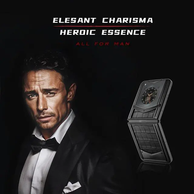 Alt view image 2 of 6 - VERTU IRONFLIP Alligator Skin Flip Cell Phone, Unlocked Android 5G Smartphone, Foldable Design, One-Hand Control, 50MP Camera, 12G+512G, Dual SIM, 6.9" 120Hz OLED, 65W Fast Charge (Basalt Black)