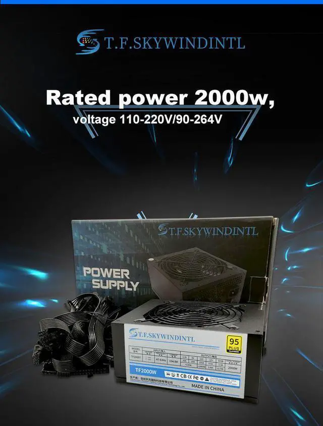 Main image of Full Modular 2000W Bitcoin mining PSU PC Power Supply Computer Mining Rig 6 7 8 GPU ATX Ethereum Coin 12v Desktop power supply 90V-264V