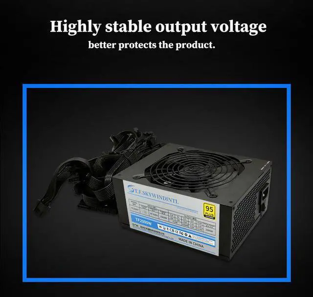 Alt view image 4 of 7 - Full Modular 2000W Bitcoin mining PSU PC Power Supply Computer Mining Rig 6 7 8 GPU ATX Ethereum Coin 12v Desktop power supply 90V-264V