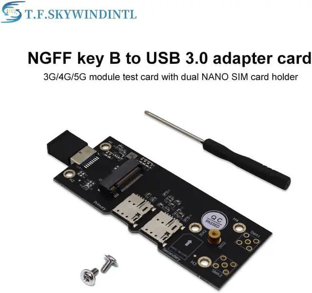 Alt view image 6 of 7 - T.F.SKYWINDINTL NGFF M.2 Key B to USB 3.0 Adapter Expansion Card with SIM 8pin Card Slot for WWAN/LTE 3G/4G/5G Module Support 3042/3052 M.2 SSD