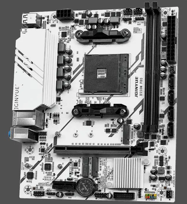 Alt view image 2 of 6 - JGINYUE B550M Pro Motherboard AMD Ryzen 4000 Series,WiFi ProSeries, AM4, DDR4 64GB, PCIe 3.0, SATA 6Gb/s, M.2, USB 3.2 Gen 2, HDMI/DP,  mATX