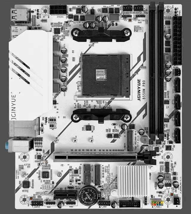 Alt view image 3 of 6 - JGINYUE B550M Pro Motherboard AMD Ryzen 4000 Series,WiFi ProSeries, AM4, DDR4 64GB, PCIe 3.0, SATA 6Gb/s, M.2, USB 3.2 Gen 2, HDMI/DP,  mATX