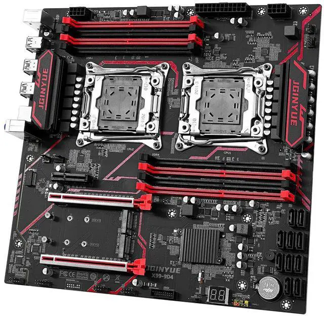 Alt view image 2 of 7 - JGINYUE X99-9D4 Motherboard Dual CPU LGA 2011-3 Supports Xeon E5 V3 V4 DDR4 Memory 256G 2666MHz Eight Channels M.2 Dual X99 Chipset