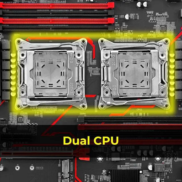 Alt view image 5 of 7 - JGINYUE X99-9D4 Motherboard Dual CPU LGA 2011-3 Supports Xeon E5 V3 V4 DDR4 Memory 256G 2666MHz Eight Channels M.2 Dual X99 Chipset