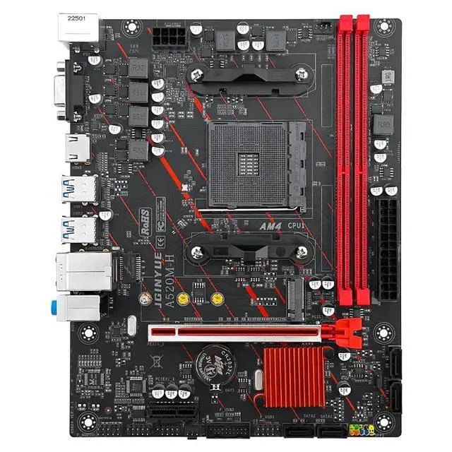 Alt view image 2 of 7 - JGINYUE B520M-H AM4 Motherboard AMD Processor Dual-channel DDR4 Memory M.2 NVME (Supports Ryen 4000 5000 CPU)