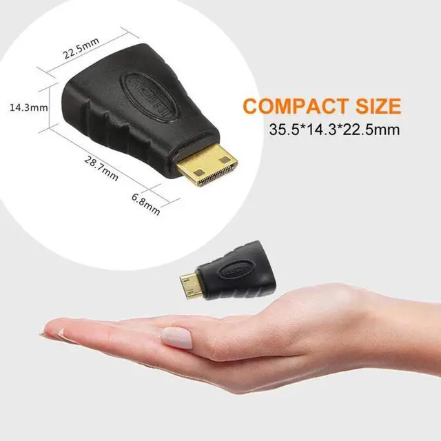 Alt view image 7 of 7 - BUCIER 2-Pack HDMI Adapter, Gold Plated 4K Mini HDMI Male to Female for Raspberry Pi, DSLR, Camcorder