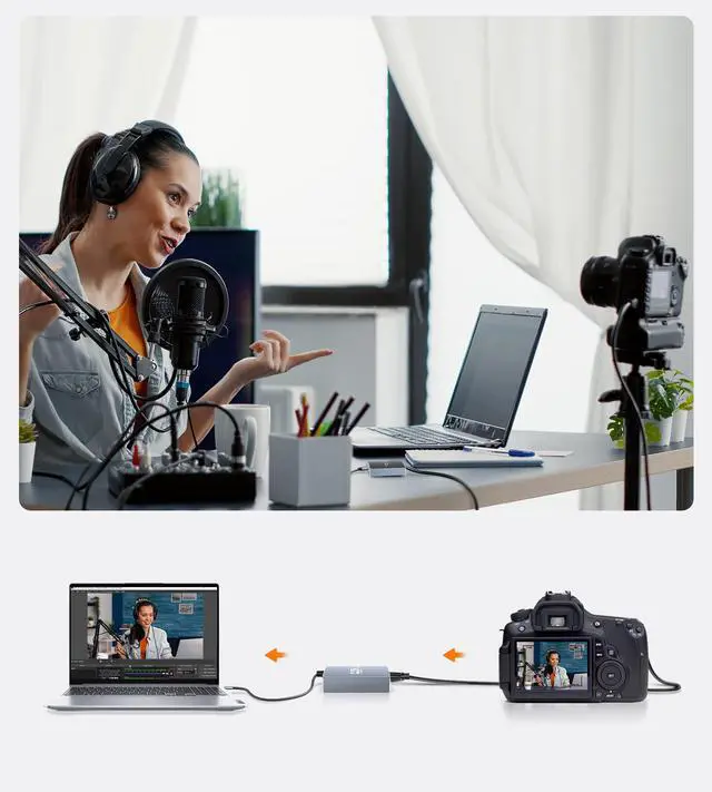 Alt view image 6 of 7 - BUCIER 4K HDMI Video Capture Card with Microphone HDMI Loop-Out, 1080P 60FPS Game Capture Card for Live Streaming, HDMI Capture Card Compatible with Nintendo Switch, PS5/4 PC, Xbox One