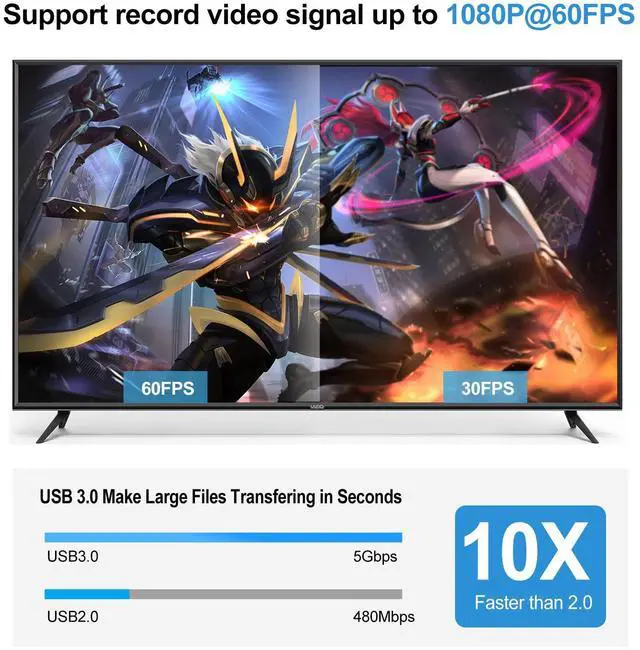 Alt view image 2 of 6 - BUCIER Capture Card 4K, 1080P HDMI Video Capture Card to USB/Type-C with Microphone and HDMI Loop-Out for Streaming, Compatible with Nintendo Switch/Game Console/Phone