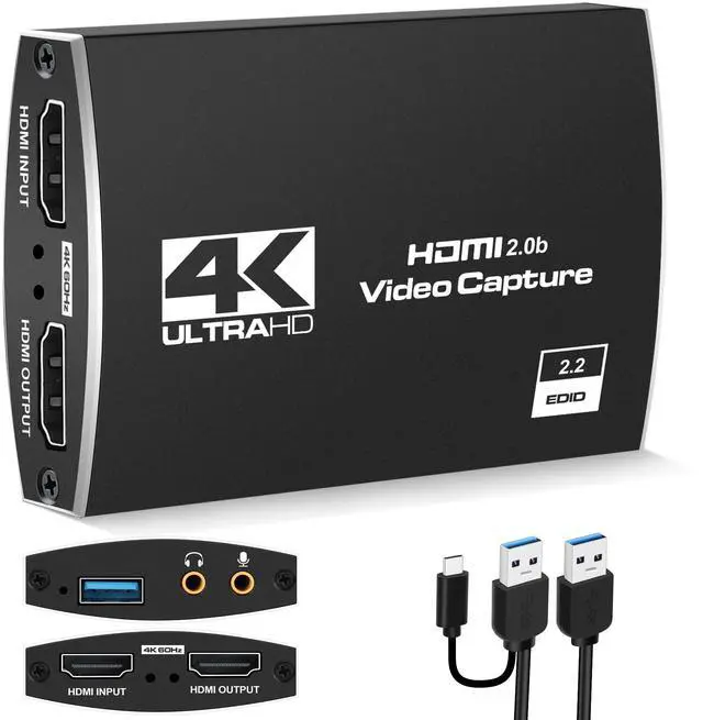 Main image of BUCIER Capture Card 4K, 1080P HDMI Video Capture Card to USB/Type-C with Microphone and HDMI Loop-Out for Streaming, Compatible with Nintendo Switch/Game Console/Phone